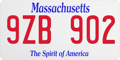 MA license plate 9ZB902