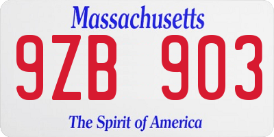 MA license plate 9ZB903