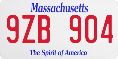 MA license plate 9ZB904