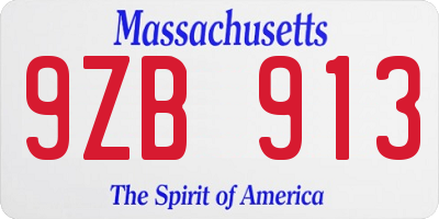 MA license plate 9ZB913