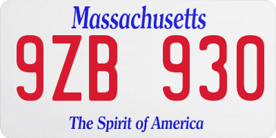 MA license plate 9ZB930
