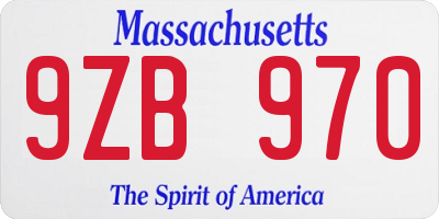 MA license plate 9ZB970