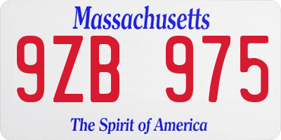 MA license plate 9ZB975
