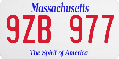 MA license plate 9ZB977