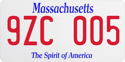 MA license plate 9ZC005