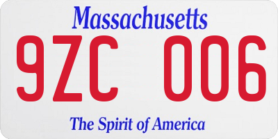 MA license plate 9ZC006