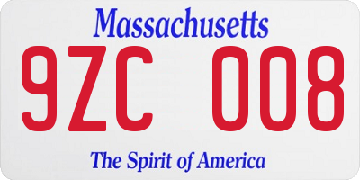 MA license plate 9ZC008