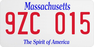 MA license plate 9ZC015