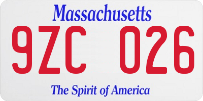 MA license plate 9ZC026