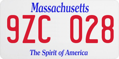 MA license plate 9ZC028