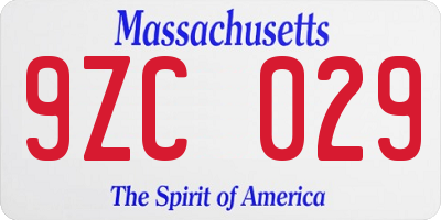 MA license plate 9ZC029