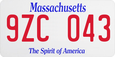MA license plate 9ZC043