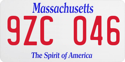 MA license plate 9ZC046