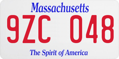 MA license plate 9ZC048