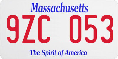 MA license plate 9ZC053