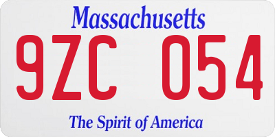 MA license plate 9ZC054