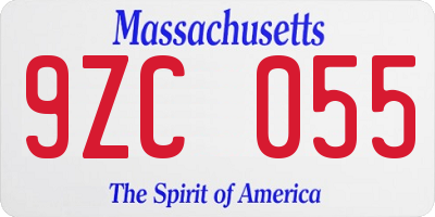 MA license plate 9ZC055