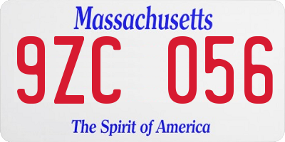 MA license plate 9ZC056