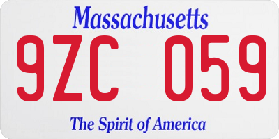 MA license plate 9ZC059