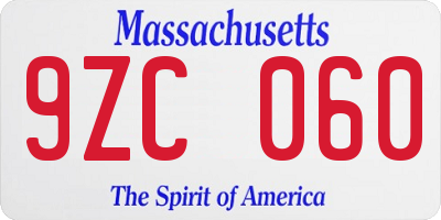 MA license plate 9ZC060