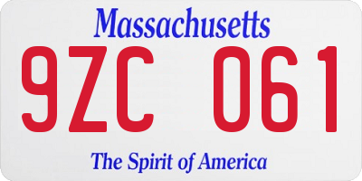 MA license plate 9ZC061