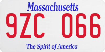 MA license plate 9ZC066