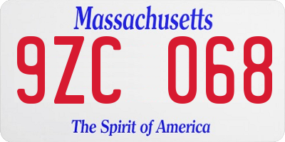 MA license plate 9ZC068