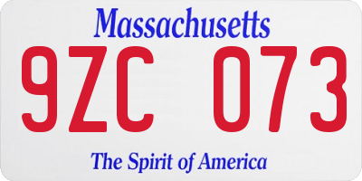MA license plate 9ZC073