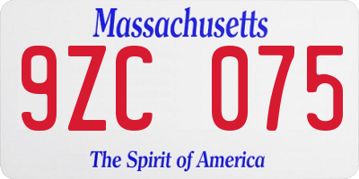 MA license plate 9ZC075