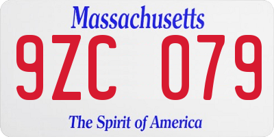 MA license plate 9ZC079
