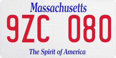 MA license plate 9ZC080