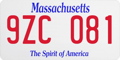 MA license plate 9ZC081