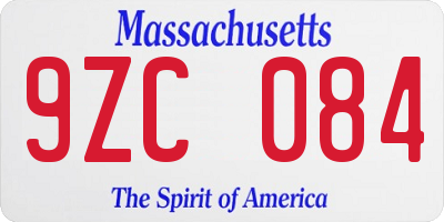 MA license plate 9ZC084