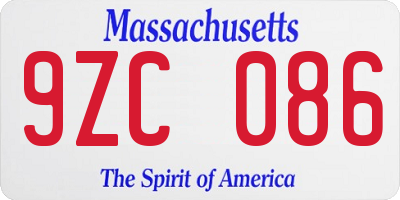 MA license plate 9ZC086