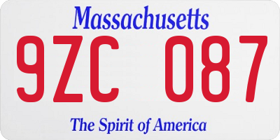 MA license plate 9ZC087