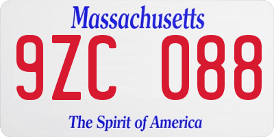 MA license plate 9ZC088