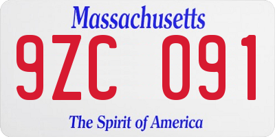 MA license plate 9ZC091