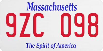 MA license plate 9ZC098