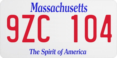 MA license plate 9ZC104