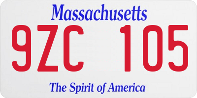 MA license plate 9ZC105