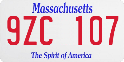 MA license plate 9ZC107