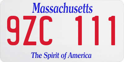 MA license plate 9ZC111