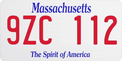 MA license plate 9ZC112