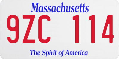 MA license plate 9ZC114