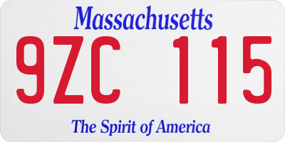 MA license plate 9ZC115
