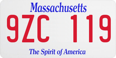 MA license plate 9ZC119