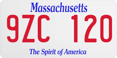 MA license plate 9ZC120