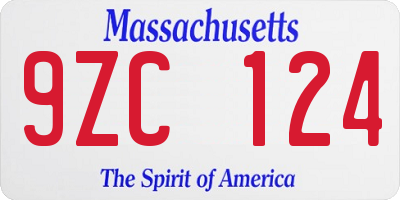 MA license plate 9ZC124