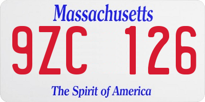 MA license plate 9ZC126