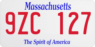 MA license plate 9ZC127